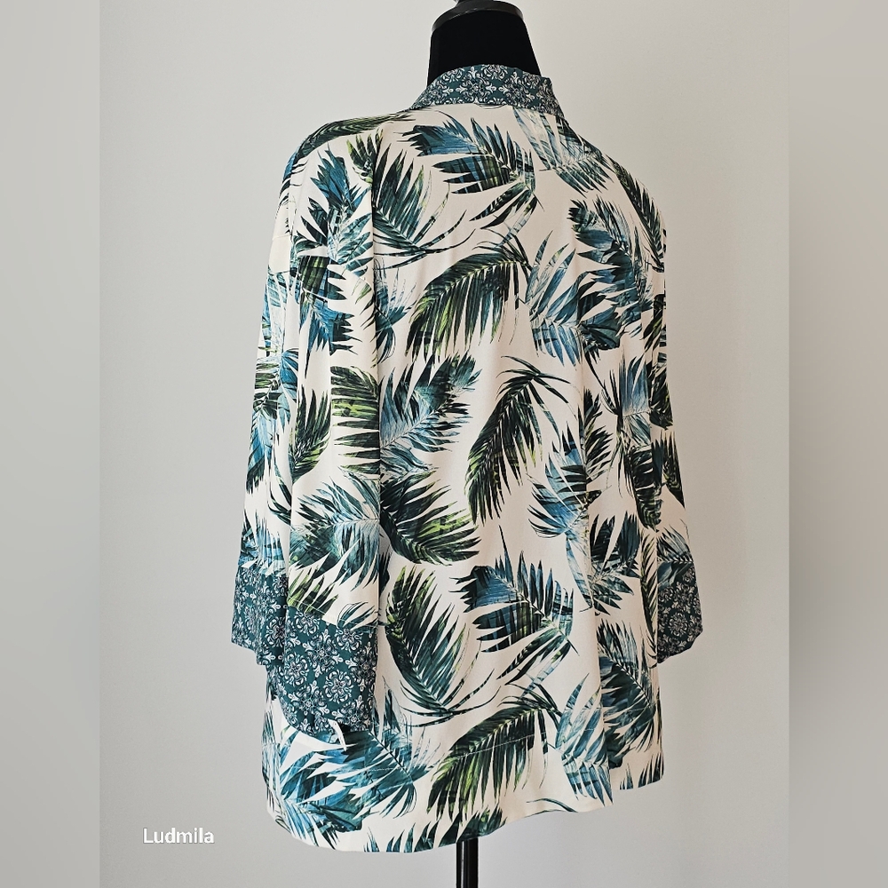 SKYE'S THE LIMIT size L‎ Women's Green Tropical Leaf Print Cover Up - Picture 2 of 5